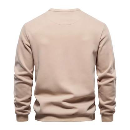 Men's sweater, round neck casual jumper with zip pocket