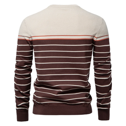 Striped round neck men's trui in nautical style