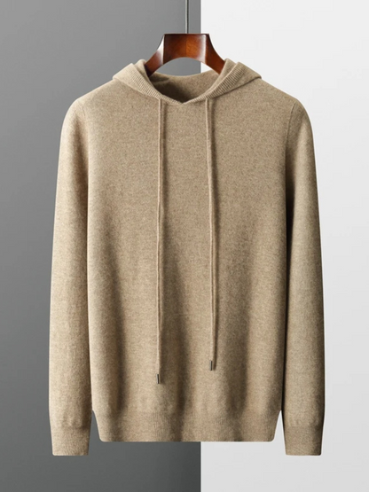 Men's hooded jumper with kangaroo pocket, soft knitted jumper