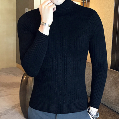 Turtleneck jumper men - cable knit, soft, slim fit, casual wear