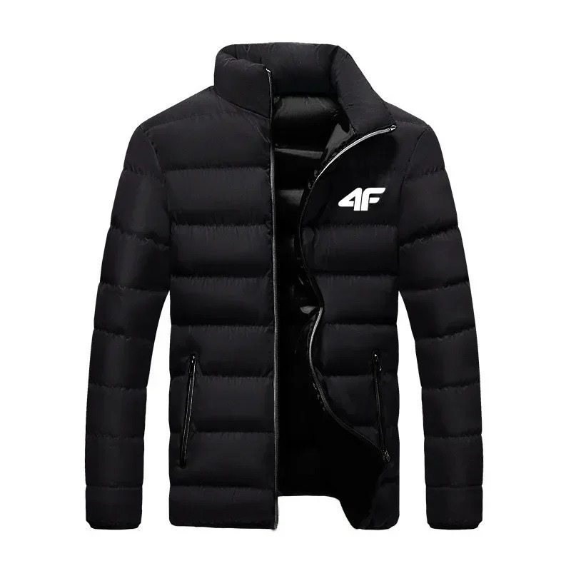 Men's puffer jacket with windproof zip and side pockets