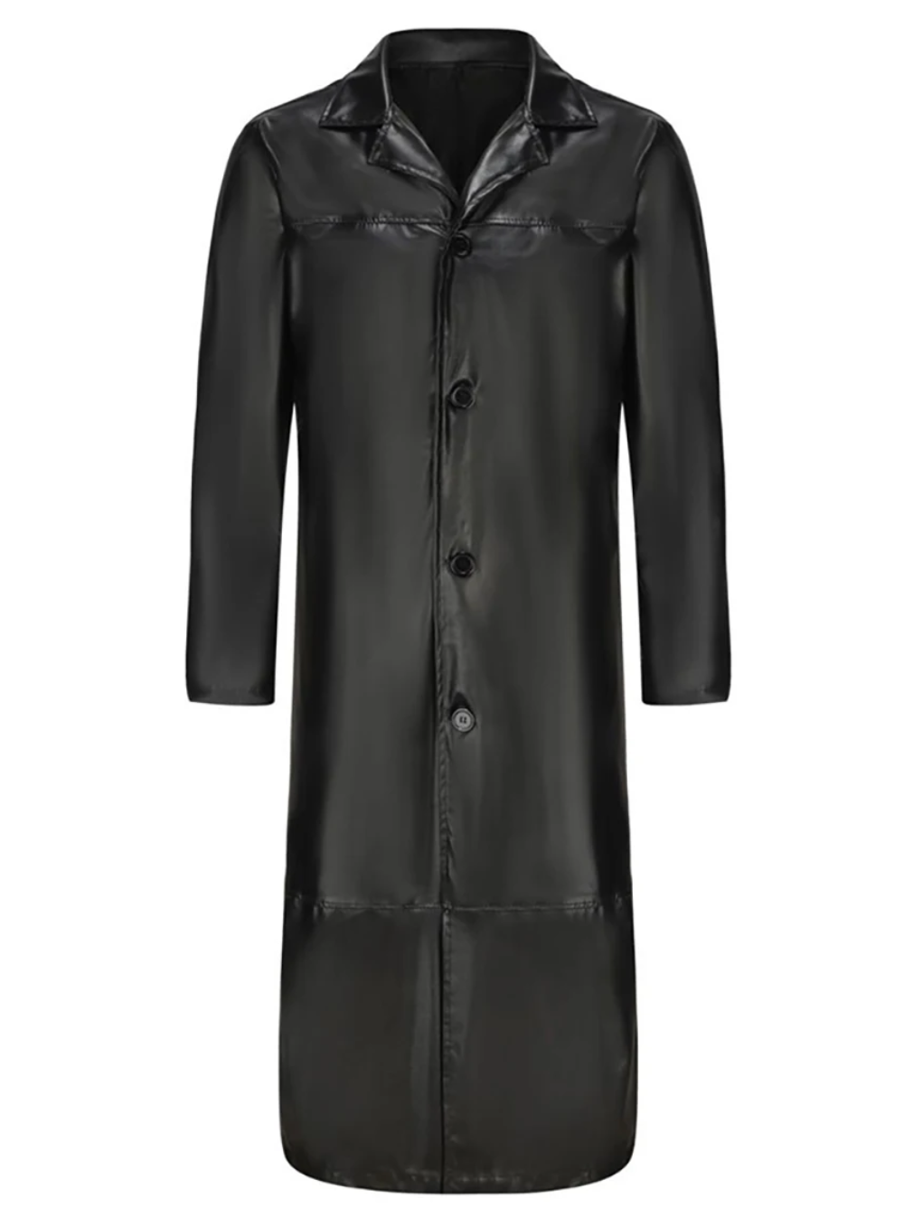 Modern men's coat - Long leather coat with classic lapels