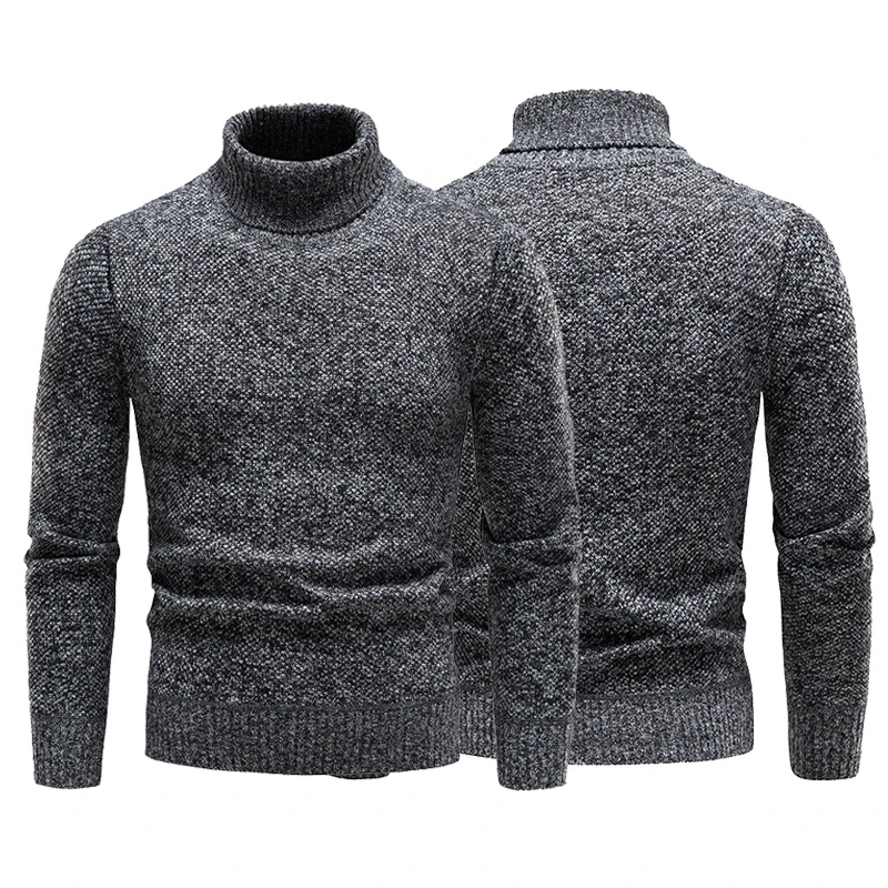 Turtleneck jumper men - Warm turtleneck jumper with melange effect