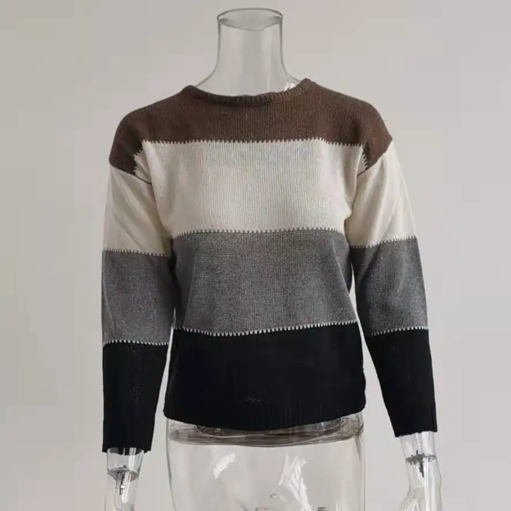 Soft Colour Block Pullover, Comfortable Sweater