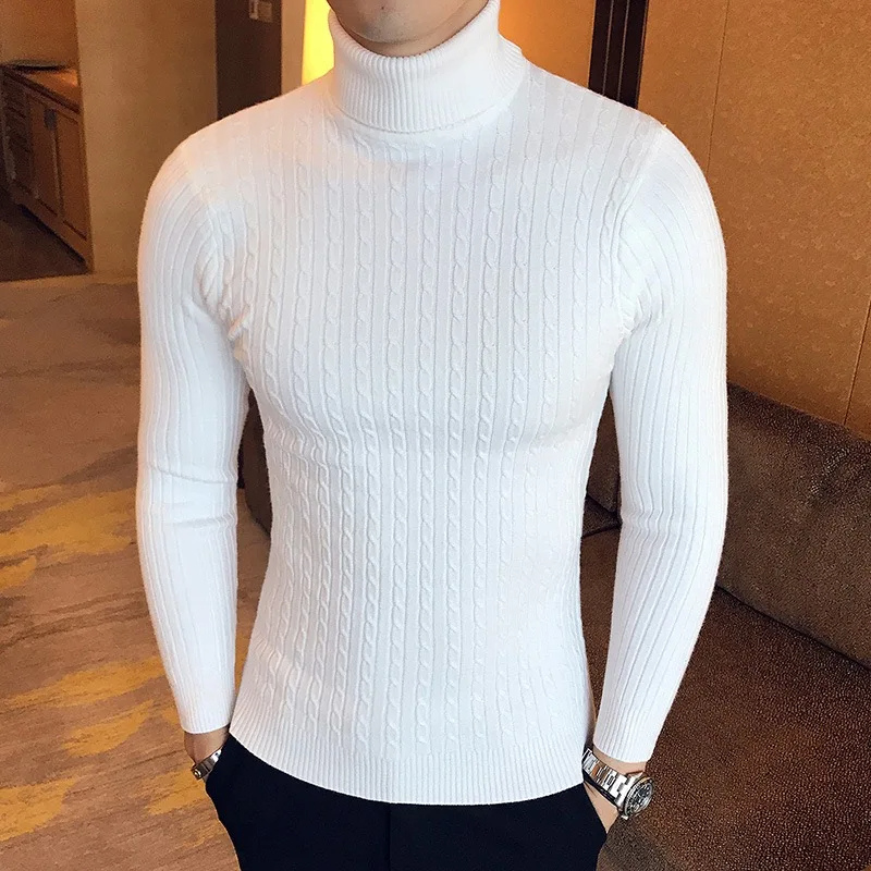 Turtleneck jumper men - Elegant turtleneck jumper with cable pattern