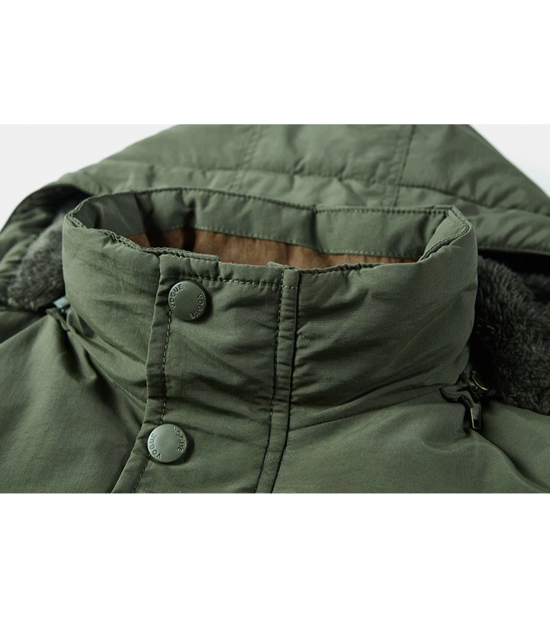 Men's parka winter jacket with fur hood and many pockets