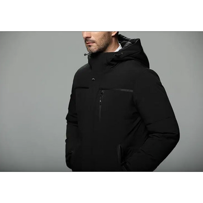 Men's parka winter jacket long cut with hood and zip