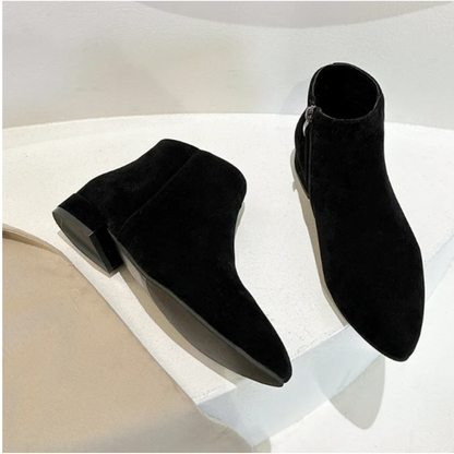 Women's Ankle Boots with Flat Heel and Minimalist Design - Women's Ankle Boots