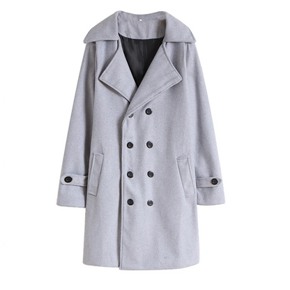 Stylish men's coat - Long double-breasted coat with slim fit