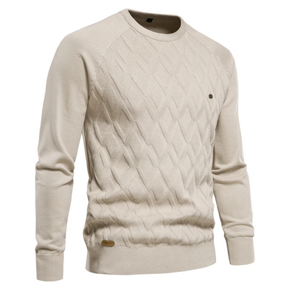 Structured round neck men's  sweater for an elegant appearance