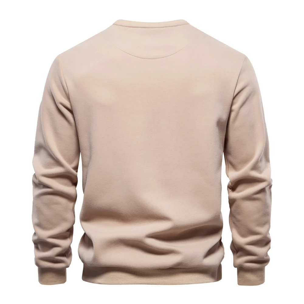 Men's sweater with zip pocket, round neck Casual pullover