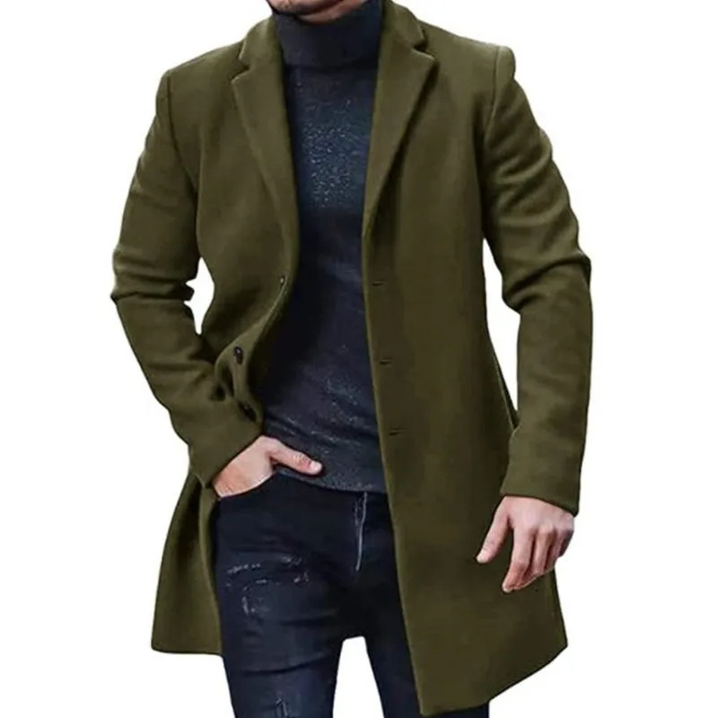 Modern men's coat - Slim-fit wool coat with single-breasted design