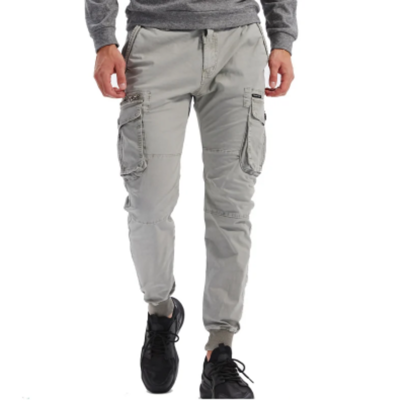 Wide drawstring - Cargo trousers for men - Comfortable outdoor trousers with pockets, elasticated waistband