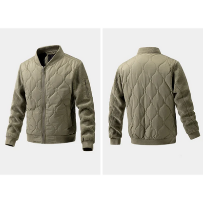 Men's quilted transitional jacket - With sherpa sleeves, Warm, With zip