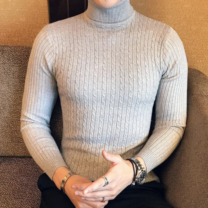 Knitted turtleneck jumper men | slim fit winter jumper