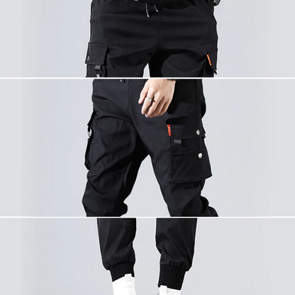 Cargo trousers men - Comfortable jogging trousers with several pockets, elasticated cuffs