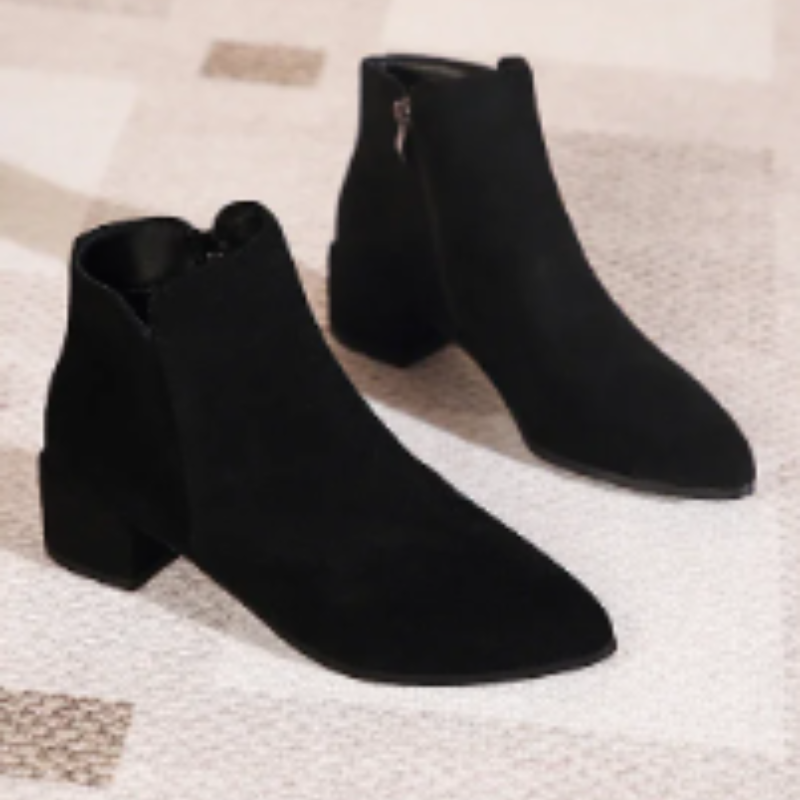 Low Heel Ankle Boots with Side Zip for Women - Women's Ankle Boots