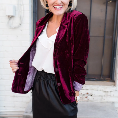 Fashion Choice - Velvet Women's Long-Sleeved Blazer - Luxurious and Comfortable