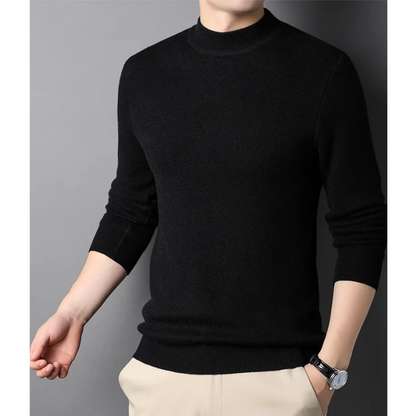 Lightweight knitted jumper with stand-up collar Turtleneck jumper for men