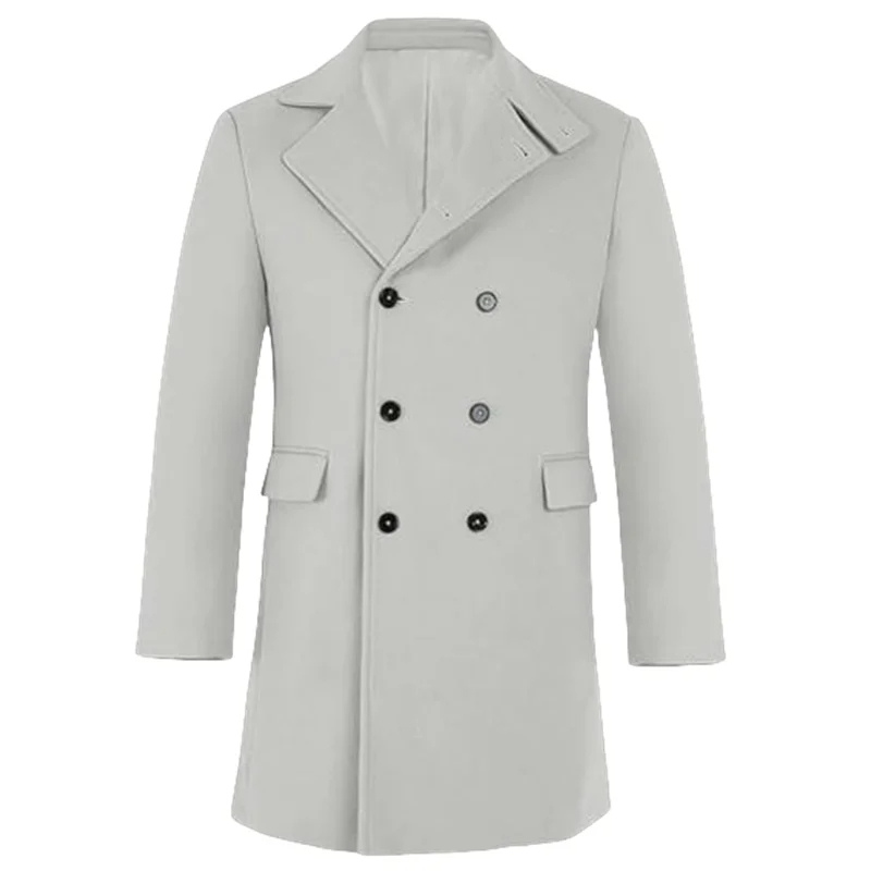 Double-breasted men's coat - Timeless wool coat with lapel collar