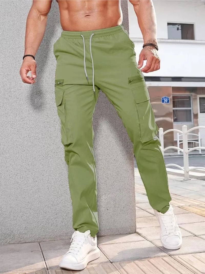 Cargo trousers men - Light leisure trousers with zip pockets, stretch waistband