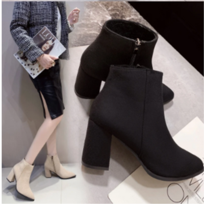 High Heel Ankle Boots with Side Zip - Women's Ankle Boots