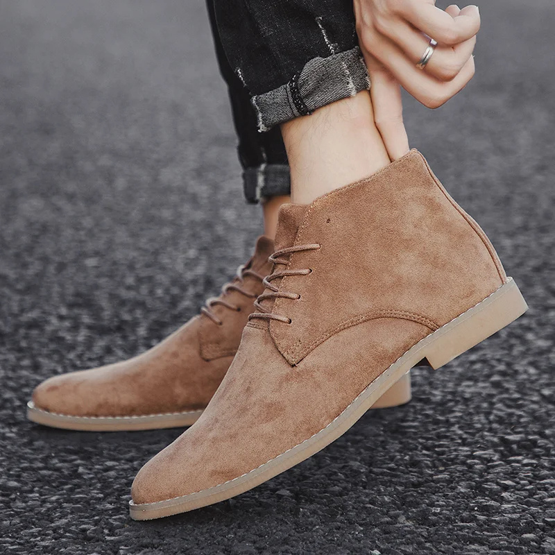 High-quality suede chukka boots for men, elegant ankle-high shoes