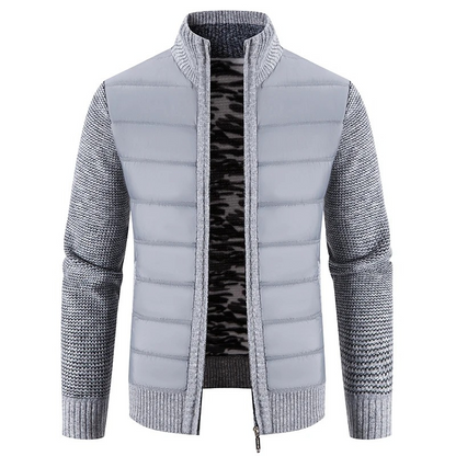 Men's quilted transition jacket - Knitted sleeves, Warm, With zip