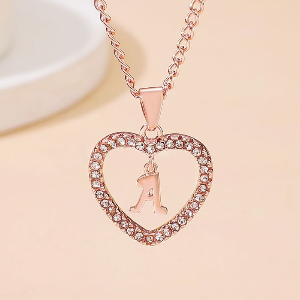 Crystal initials pavé heart necklace