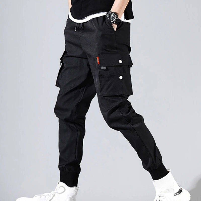 Cargo trousers men - Comfortable jogging trousers with several pockets, elasticated cuffs