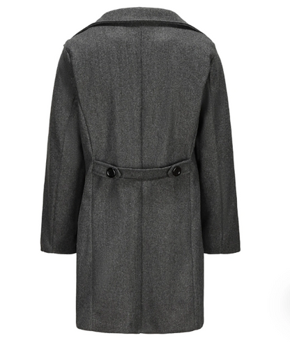 Elegant men's coat - Double-breasted winter coat with wide lapels