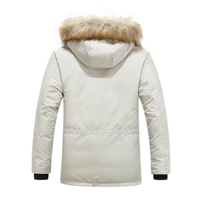 Men's parka winter jacket with fur hood and warm lining