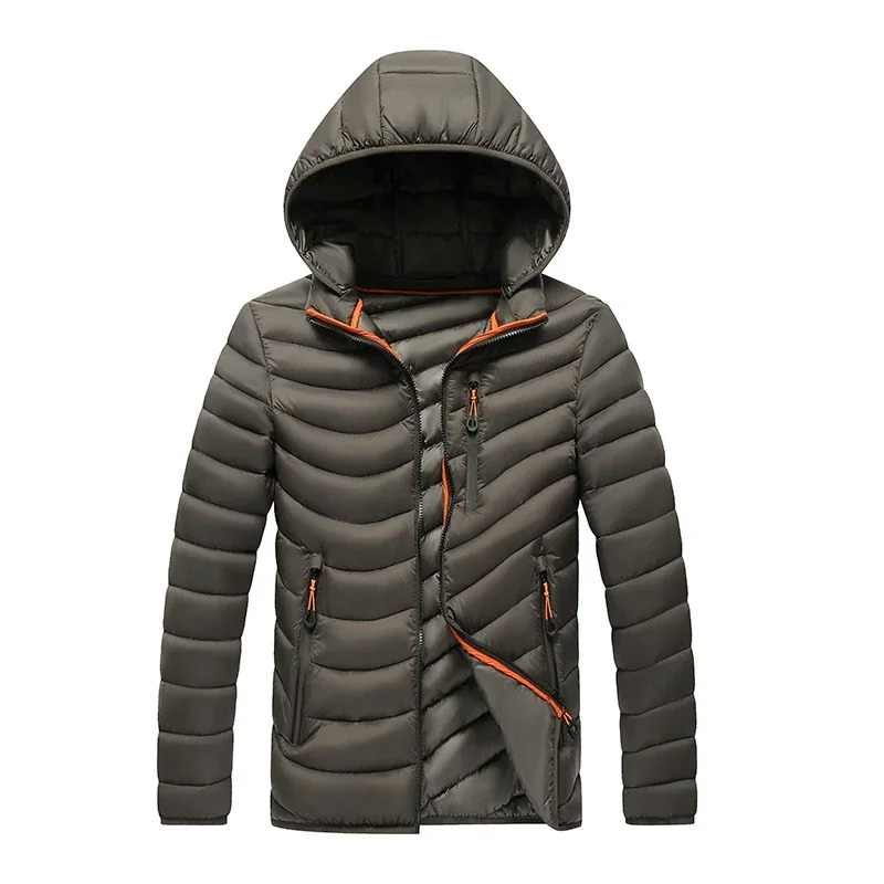 Men's quilted transition jacket - With hood, Warm, With zip