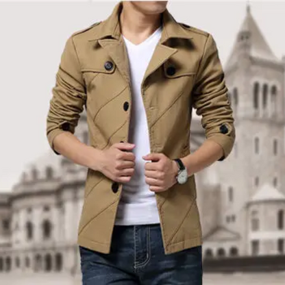 Casual men's coat - Lightweight trench coat with a modern design