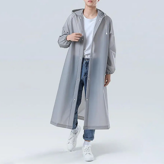 Men's mackintosh long waterproof transparent with hood