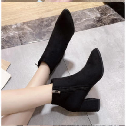 High Heel Ankle Boots with Side Zip - Women's Ankle Boots