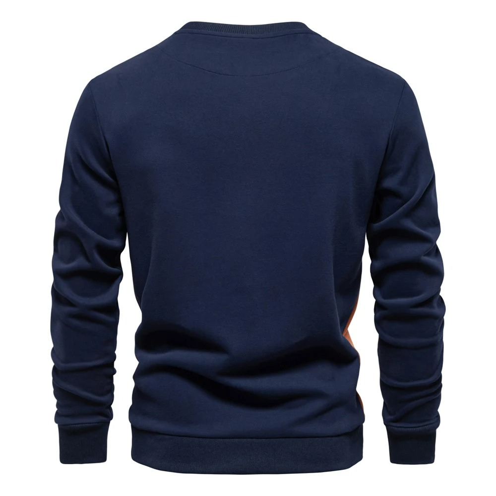 Men's sweater with round neck, casual jumper with side stripes