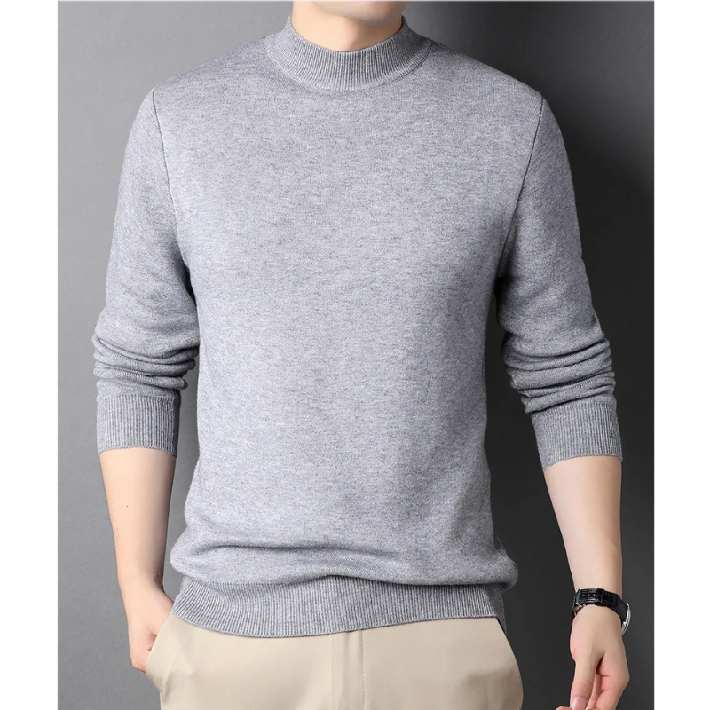 Lightweight knitted jumper with stand-up collar Turtleneck jumper for men