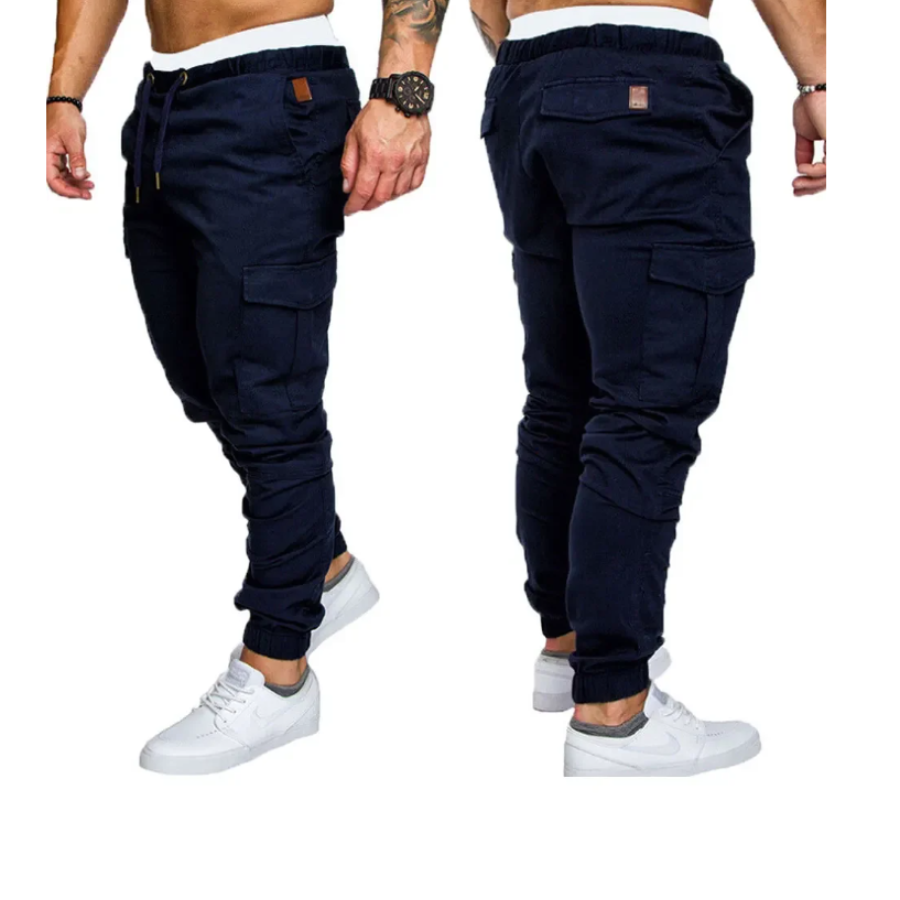 Cargo trousers men - Sporty jogging trousers with side pockets, elasticated waistband