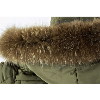 Men's parka winter jacket with fur hood and warm lining