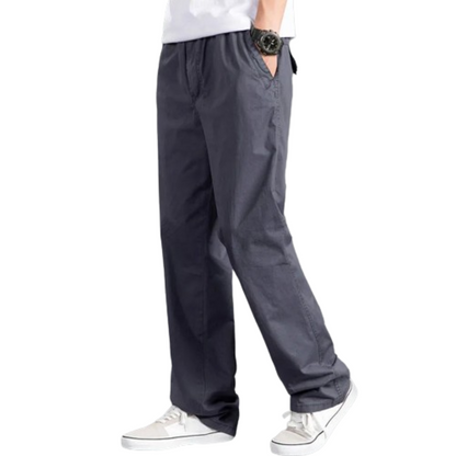 Grey oversized straight cut cargo trousers for men