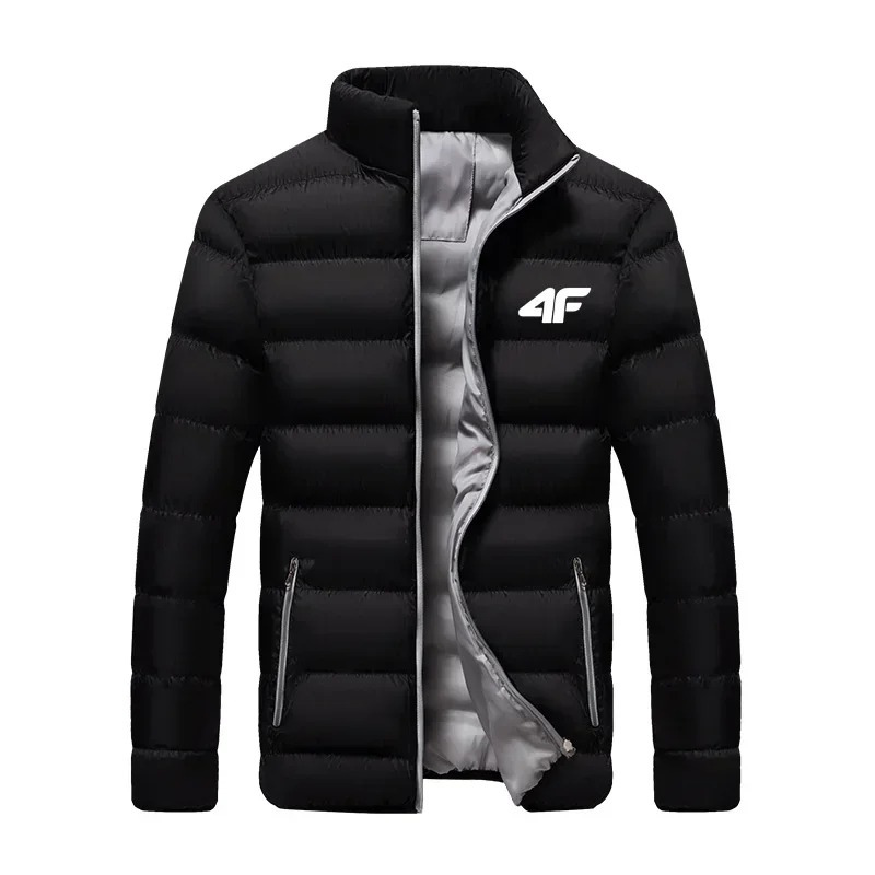 Men's puffer jacket with windproof zip and side pockets