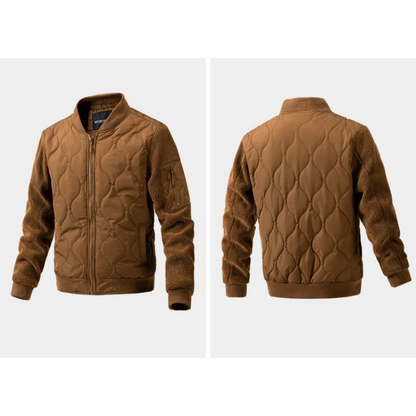 Men's quilted transitional jacket - With sherpa sleeves, Warm, With zip