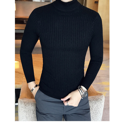 Turtleneck jumper men - cable knit, soft, slim fit, casual wear