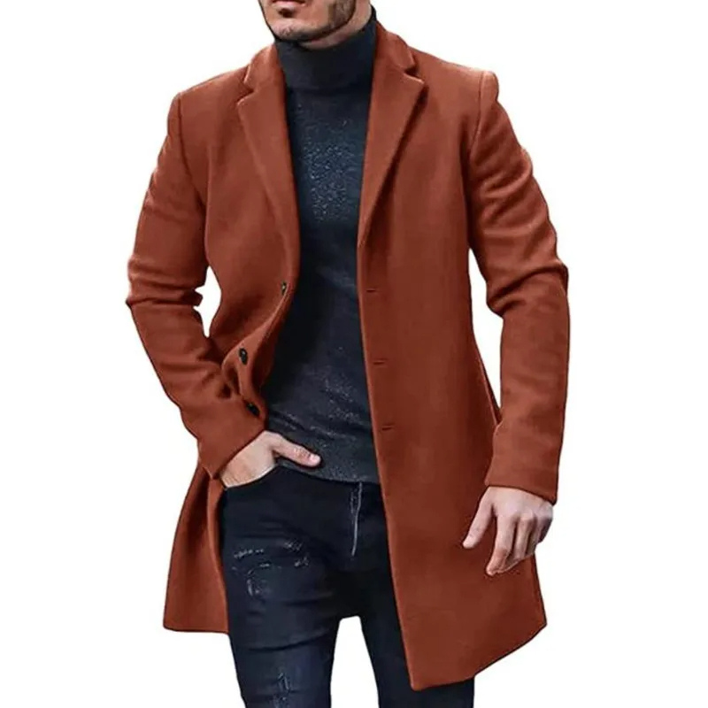 Modern men's coat - Slim-fit wool coat with single-breasted design