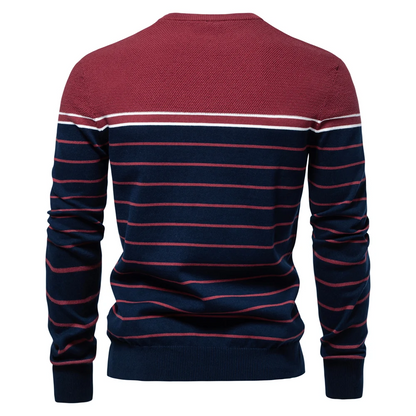 Striped round neck men's trui in nautical style