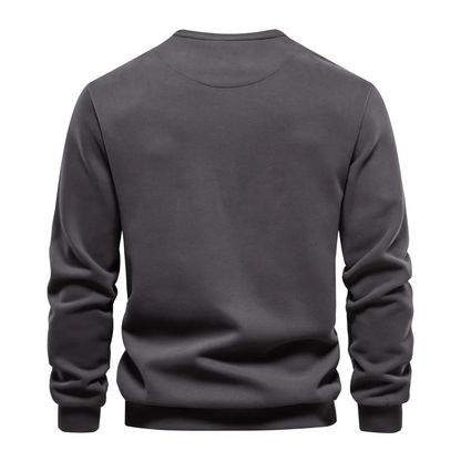 Men's sweater with zip pocket, round neck Casual pullover