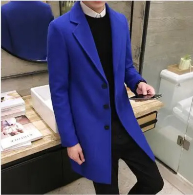 Elegant men's coat - Slim-fit wool coat with single-breasted design