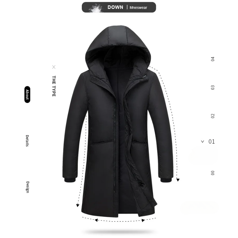 Men's parka winter jacket, long cut and water-repellent