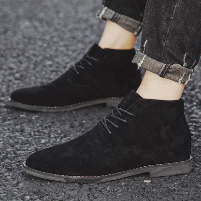 High-quality suede chukka boots for men, elegant ankle-high shoes